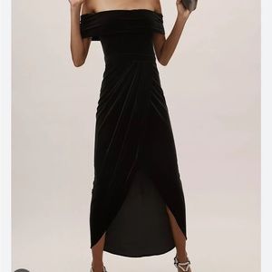 BHLDN Black Velvet Edison Dress